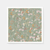 セージグリーンワイルドフラワーボホ結婚ズイン開花ガーデン スタンダードカクテルナプキン (正面)