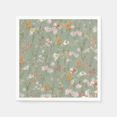 セージグリーンワイルドフラワーボホ結婚ズイン開花ガーデン スタンダードカクテルナプキン (正面)