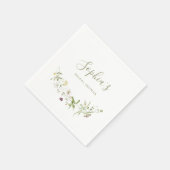 セージグリーンワイルドフラワーボ素朴ホブライダルシャワー スタンダードカクテルナプキン (角)