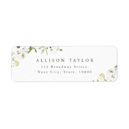 セージグリーンワイルドフラワーボ素朴ホ差出人住所 ラベル
