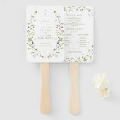 セージグリーンワイルドフラワーボ素朴ホ結婚式 プログラム ハンドファン (正面&裏面)