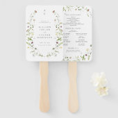 セージグリーンワイルドフラワーボ素朴ホ結婚式 プログラム ハンドファン (正面&裏面)