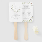 セージグリーンワイルドフラワーボ素朴ホ結婚式 プログラム ハンドファン (正面&裏面)