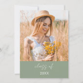 セージグリーンワイルドフラワー卒業パーティーボホ開花 招待状 (裏面)