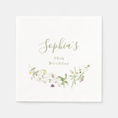 セージグリーンワイルドフラワー素朴ボホエージエイジ誕生日 スタンダードカクテルナプキン (正面)