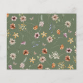 セージグリーンワイルドフラワー結婚のアドバイスカード (裏面)