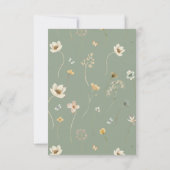 セージグリーンワイルドフラワー花びら&プロセッコブライダル 招待状 (裏面)