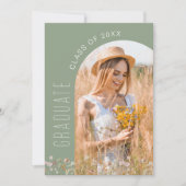 セージグリーンワイルドフラワー開花卒業パーティー 招待状 (正面)