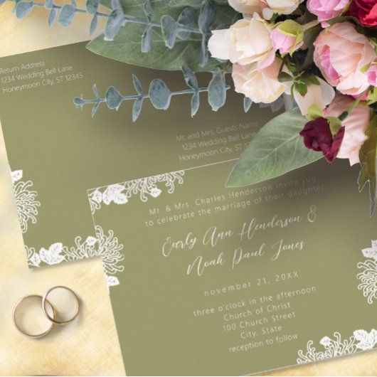 セージグリーンワイルドフラワー開花安結婚価 インビテーションポストカード