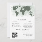 セージグリーンワールドマップQRコード宛先ウェディング 招待状 (裏面)