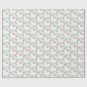 セージグリーンヴィンテージウィンキングサンタクリスマスギフト ラッピングペーパー (フラット)