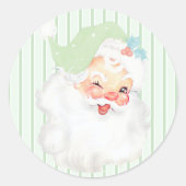 セージグリーンヴィンテージウィンキングサンタクロース ラウンドシール (正面)