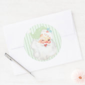 セージグリーンヴィンテージウィンキングサンタクロース ラウンドシール (封筒)