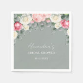 セージグリーンヴィンテージガーデンバラブライダルシャワー スタンダードカクテルナプキン (正面)