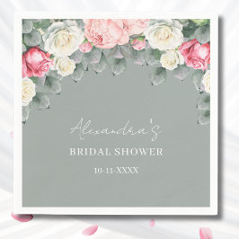 セージグリーンヴィンテージガーデンバラブライダルシャワー スタンダードカクテルナプキン