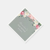 セージグリーンヴィンテージガーデンバラベビーシャワー スタンダードカクテルナプキン (角)