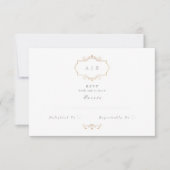 セージグリーンヴィンテージクラシック金ゴールド結婚モノグラム 出欠カード (正面)