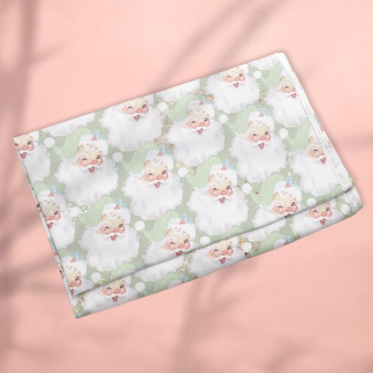 セージグリーンヴィンテージサンタクロースがクリスマスを祝う フリースブランケット