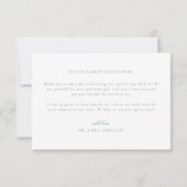 セージグリーンヴィンテージバロックモノグラム結婚クレスト サンキューカード (裏面)