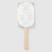 セージグリーンヴィンテージフレームエレガントなウェディングプログラム ハンドファン (裏面)