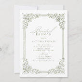 セージグリーンヴィンテージフレームエレガントブライダルブランチ 招待状 (正面)