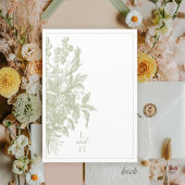 セージグリーンヴィンテージフローラエレガント庭園の結婚式 招待状