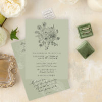 セージグリーンヴィンテージフローラビクトリアン庭園の結婚式