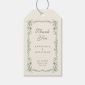 セージグリーンヴィンテージフローラ結婚ズサンキュー ギフトタグ (正面)