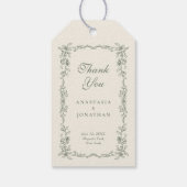 セージグリーンヴィンテージフローラ結婚ズサンキュー ギフトタグ (裏面)