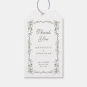 セージグリーンヴィンテージフローラ結婚ズサンキュー ギフトタグ (正面)