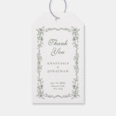 セージグリーンヴィンテージフローラ結婚ズサンキュー ギフトタグ (裏面)