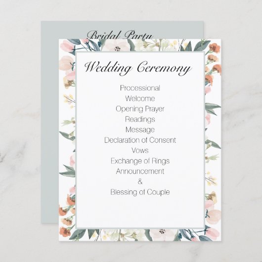 セージグリーンヴィンテージフローラ結婚式 プログラム (正面/裏面)