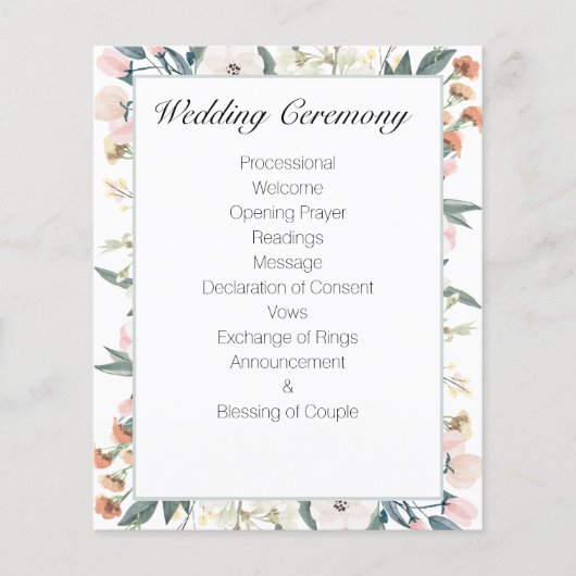 セージグリーンヴィンテージフローラ結婚式 プログラム (正面)