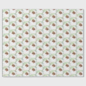 セージグリーンヴィンテージブラックサンタウィンククリスマスギフト ラッピングペーパー (フラット)