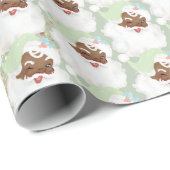 セージグリーンヴィンテージブラックサンタウィンククリスマスギフト ラッピングペーパー (ロールコーナー)