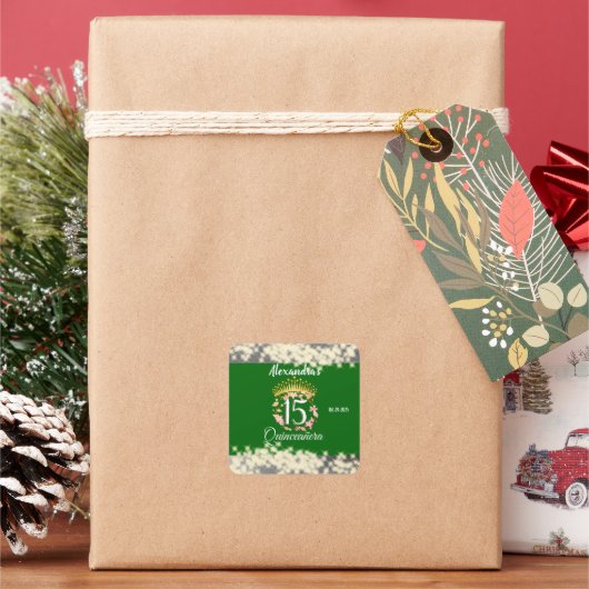 セージグリーンヴィンテージボホキンセアニラスペインの スクエアシール (クリスマス)