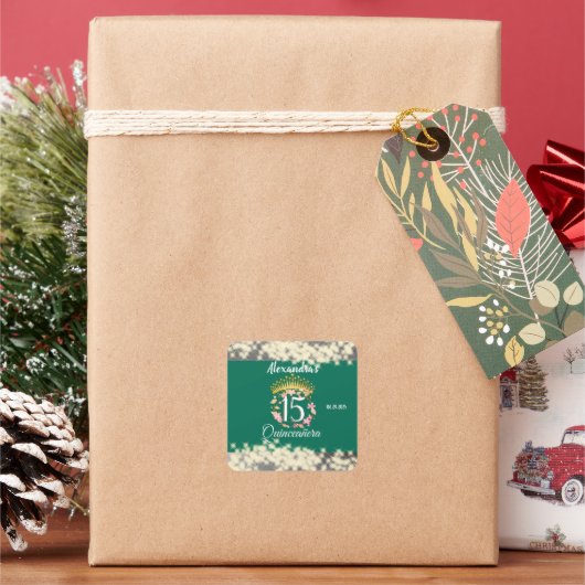 セージグリーンヴィンテージボホキンセアニラスペインの スクエアシール (クリスマス)