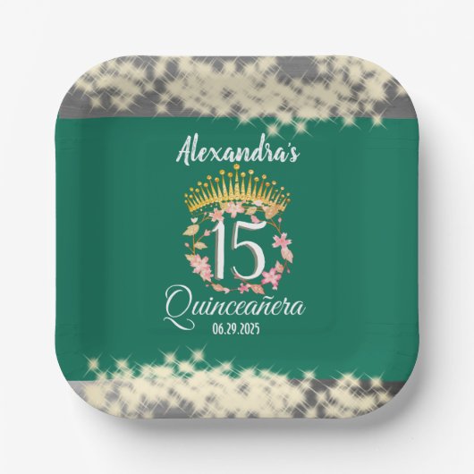 セージグリーンヴィンテージボホーキンセニェラスペインのお願い ペーパープレート (正面)