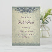 セージグリーンヴィンテージレースブライダルシャワー 招待状 (スタンド正面)