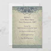 セージグリーンヴィンテージレースブライダルシャワー 招待状 (裏面)