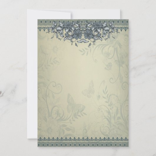 セージグリーンヴィンテージレ結婚ース 招待状 (裏面)