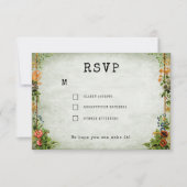 セージグリーンヴィンテージ図書本ページ秘伝ガーデン 出欠カード (正面)