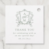 セージグリーンヴィンテージ結婚クレストありがとう フェイバータグ (裏面)