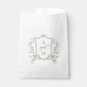 セージグリーンヴィンテージ結婚クレストありがとう フェイバーバッグ (正面)