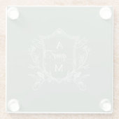 セージグリーンヴィンテージ結婚クレスト ガラスコースター (裏面)