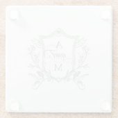 セージグリーンヴィンテージ結婚クレスト ガラスコースター (裏面)