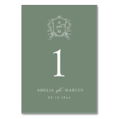 セージグリーンヴィンテージ結婚クレスト テーブルナンバー (正面)