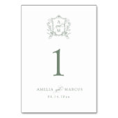 セージグリーンヴィンテージ結婚クレスト テーブルナンバー (裏面)