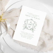 セージグリーンヴィンテージ結婚クレスト 招待状