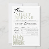 セージグリーンヴィンテージ結婚フローラのリハーサルディナー 招待状 (正面)
